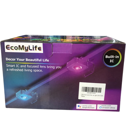 EcoMyLife Solar Permanent Outdoor Lights 30m RGB Remote Control Smart IC