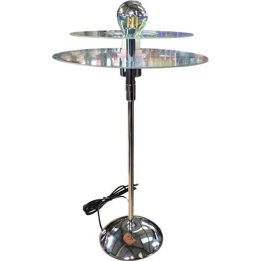 Modern Chrome Table Lamp With Glass Shade Adjustable Angle Minimalist Design