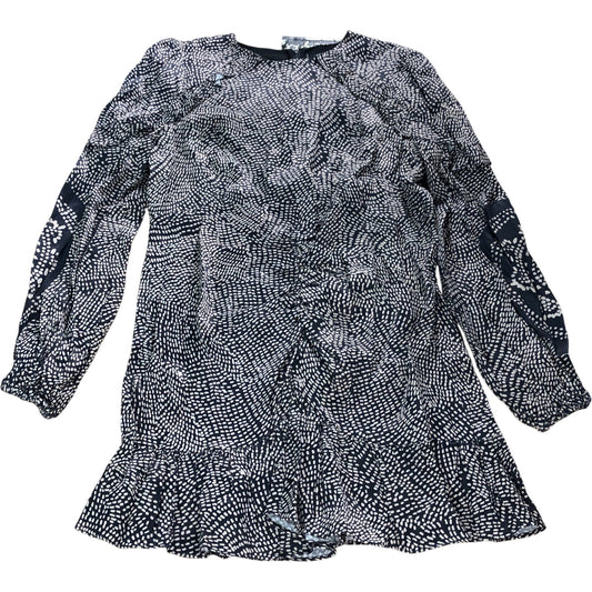 Branded Beige Print Ruched Mini Dress - Size 16