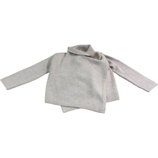 Branded Neutral Asymmetric Knitted Cardigan - Size 10