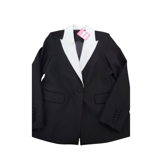 Formal Tuxedo Jacket UK14 Women's Black White Contrast Lapel Smart Fit