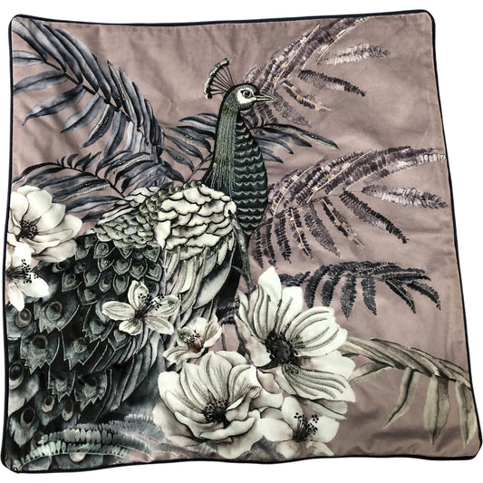 Peacock Floral Print Cushion Cover Decorative Square Home Sofa Pillow 50x50cm