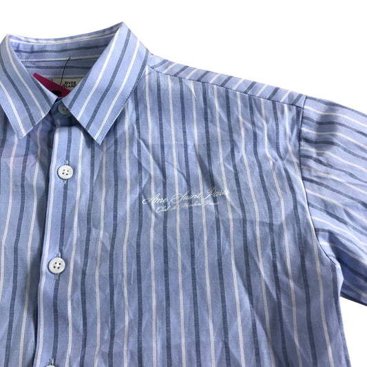 River Island Short Sleeve Striped Shirt UK7-8 Years Boys Light Blue