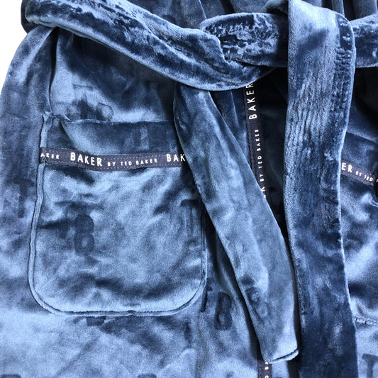 Baker By Ted Baker Kids Hooded Robe Age 3 4 Years Navy Velour Soft Fabric