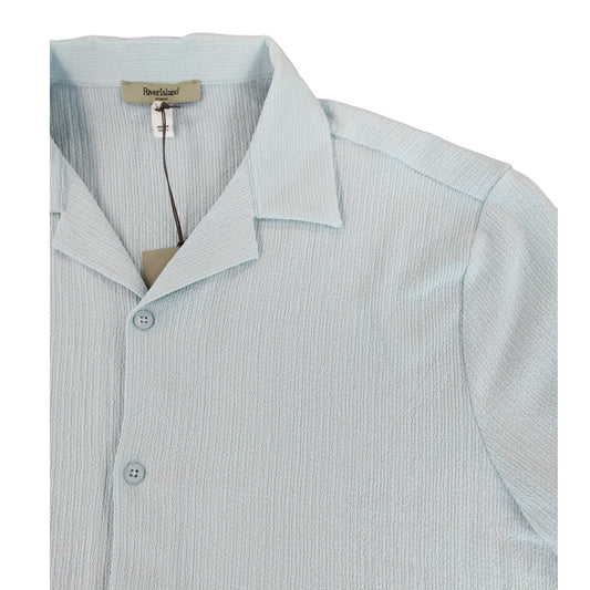River Island Casual Shirt Size M Men's Light Blue Short Sleeve Textured Top