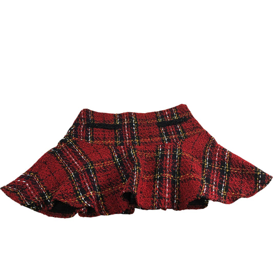 River Island Red Check Flared Mini Skirt UK12 Women's Tweed