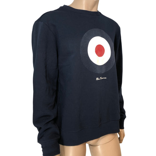 Ben Sherman Large Mens Dark Navy Flock Target Sweatshirt Casual Wear