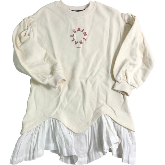 All Saints Girls Sweatshirt Dress 12-18 Months Cream Ruffle Detail Long Sleeve
