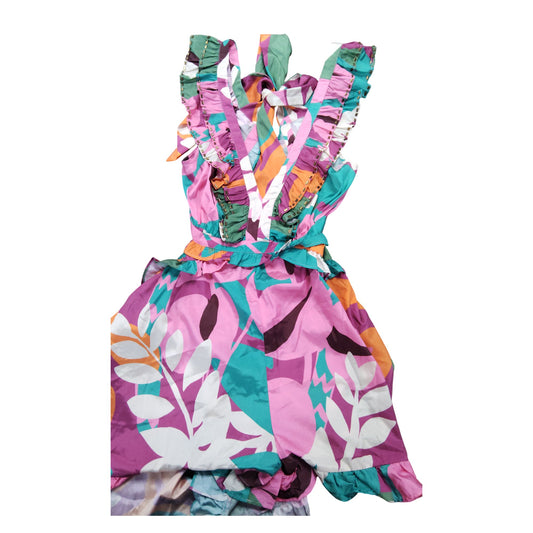 Rivers Island Bright Purple Floral Dress UK L Women’s Ruffle Resort Wear