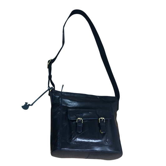 Conka Leather Shoulder Bag Women Navy Blue Multi Pocket Stylish Handbag