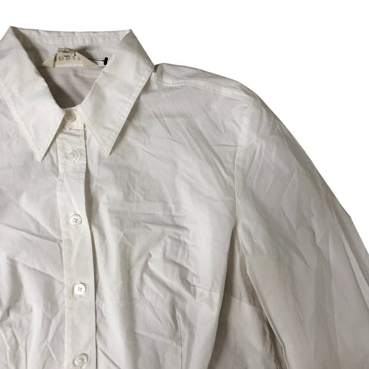 Women's Shirt Size 12 Cream Long Sleeve Cotton Blend Button Up