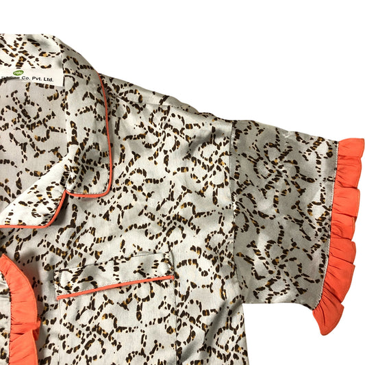 Girls Nightwear Pyjama Top Size 7-8 Years Animal Print Ruffle Detail