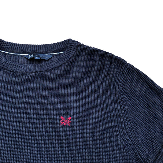 Crew Clothing Company Navy Ribbed Crew Neck Sweater