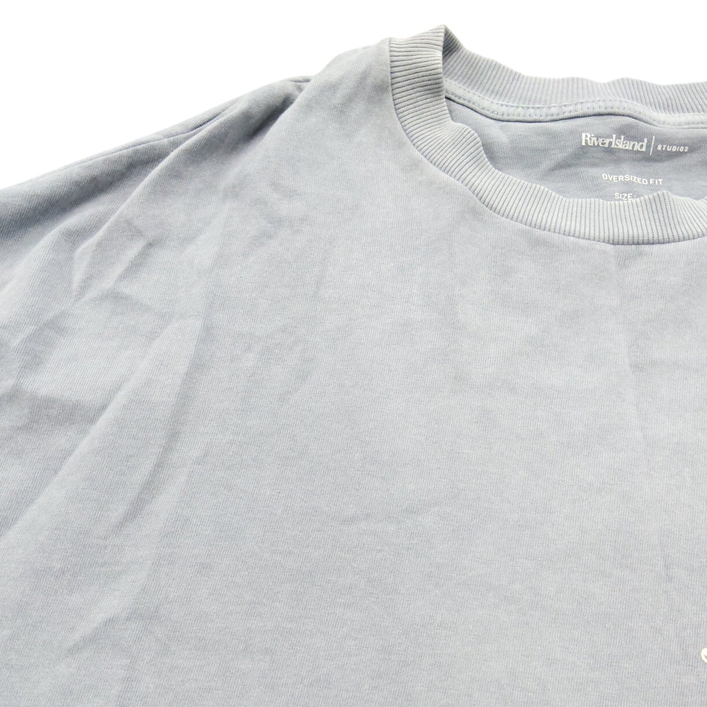 River Island Men's Oversized Fit T-Shirt Size XL Light Blue Short Sleeve Top