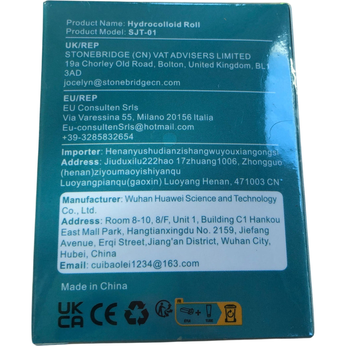 SLGCBG Hydrocolloid Roll 2in X 6ft Waterproof Adhesive Wound Care Bandage