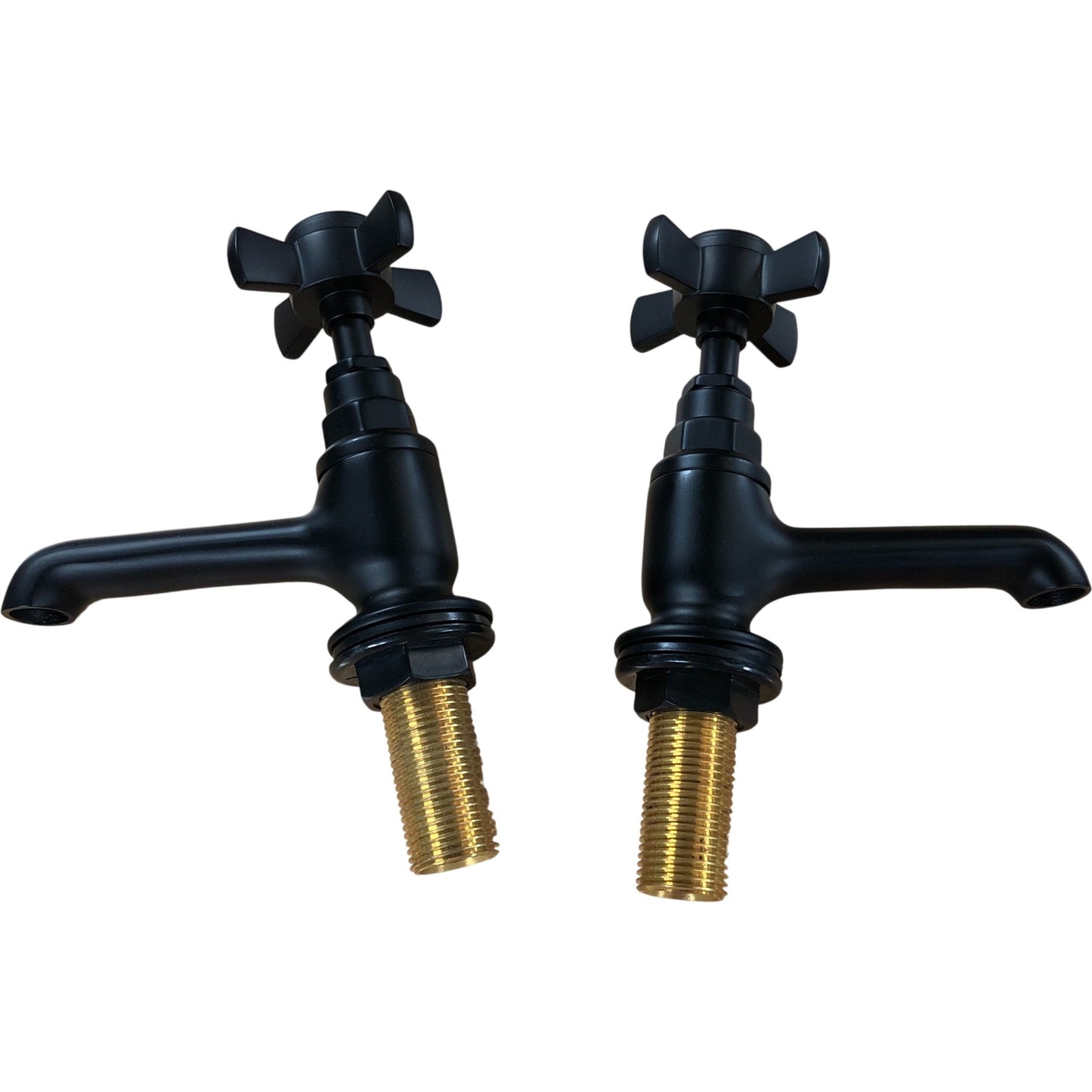 Traditional Basin Taps Black Cross Head Handles 2 Taps New Bathroom Faucet