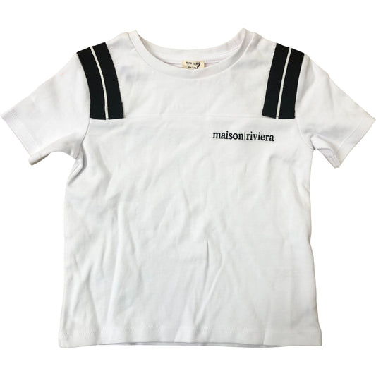 River Island Kids T-Shirt 18-24 Months White Maison Riviera Stripe Design