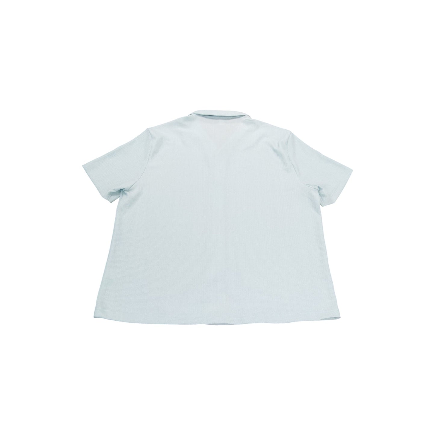 River Island Men's Short Sleeve Casual Shirt UK XL Light Blue Ribbed Cotton