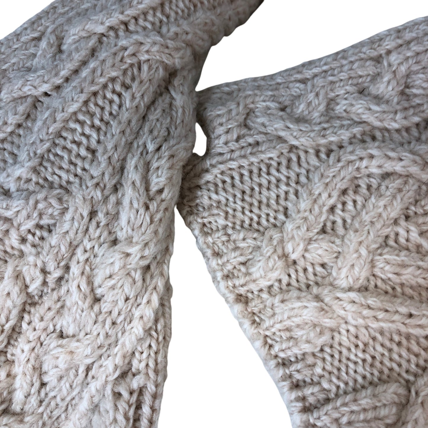 SAOL Ladies Side Zip Cardigan Merino Wool Beige Cable Knit Medium