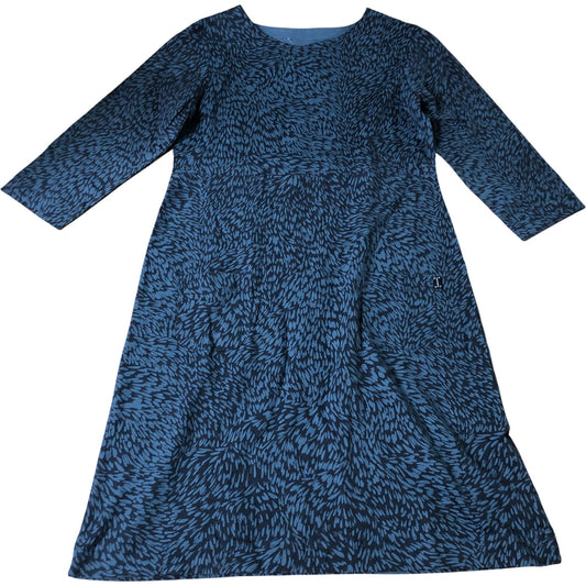Weird Fish Women's Starshine Printed Jersey Dress Organic Cotton Blue Size 10