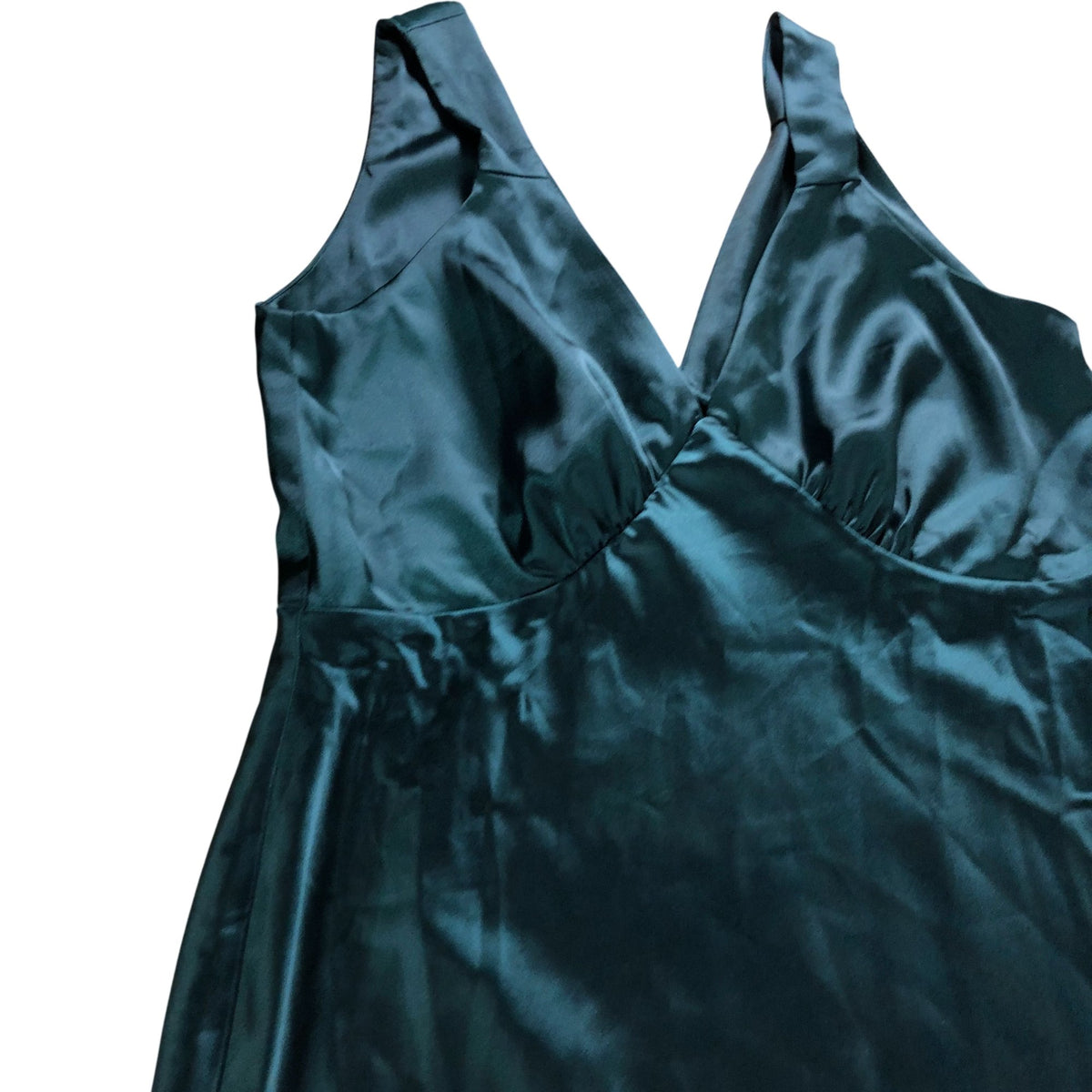 Rewritten Maxi Dress UK14 Women's Forest Green Satin Elegant Evening Wear