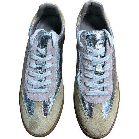 Allsaints Thelma Trainers UK8 Women's Metallic Suede Lace Up Sneakers