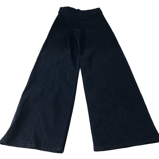 Wide Leg Black Trousers Women UK8 Long