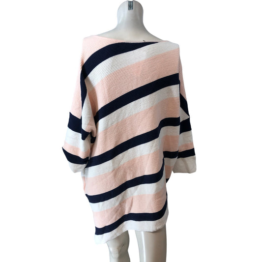 Striped Oversized Jumper Dress UK XL Women's Casual Soft Cotton Blend