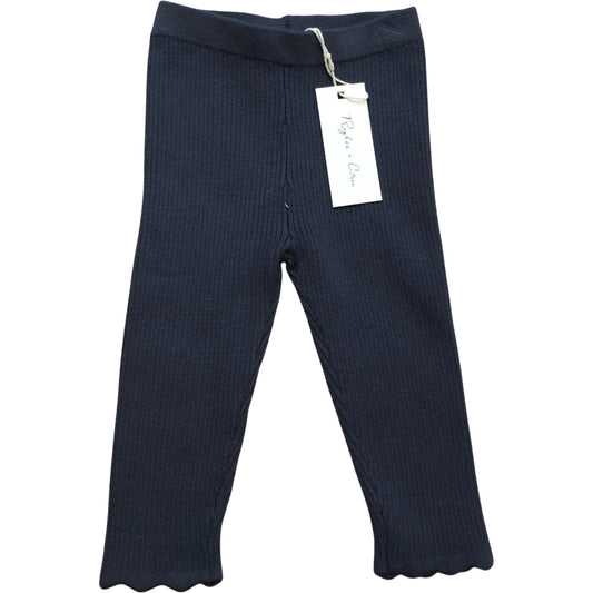 Rylee & Cru Ribbed Leggings 3-6 Months Girls Navy Scalloped Hem