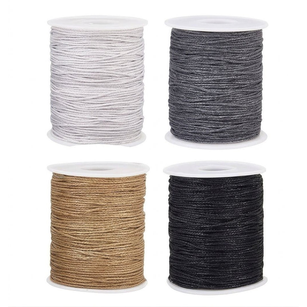 PandaHall 800 Yards 1mm Waxed Cord 4 Colours Gift Twine