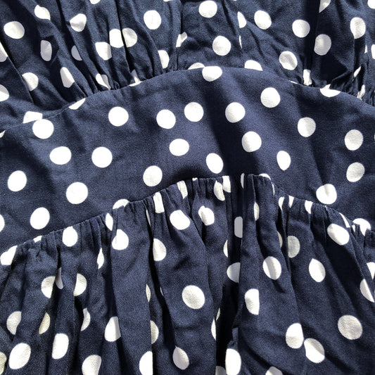 Baukjen Polka Dot Dress UK8 Women's Short Sleeve Viscose Navy Blue Casual