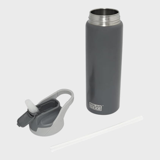 Polar Gear Stainless Steel Water Bottle with Straw - 575ml - Graphite