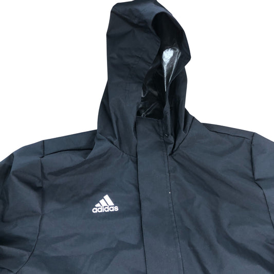 Adidas Boys Black Jacket Size 13-14 Years Waterproof Zipped Hooded