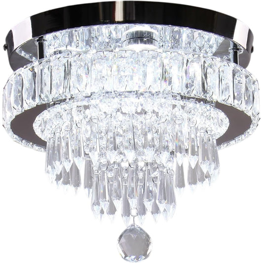 Modern Crystal Chandelier Ceiling Light Fixture Cool White 11.8"