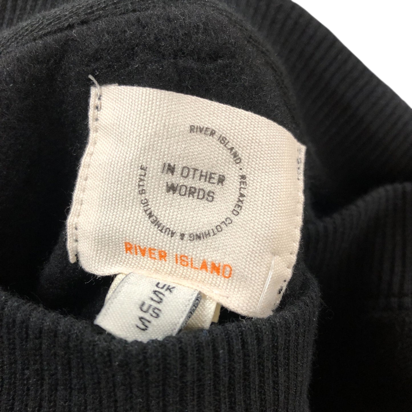 River Island Black Sweatshirt UK Size S Men's Crew Neck Graphic Print