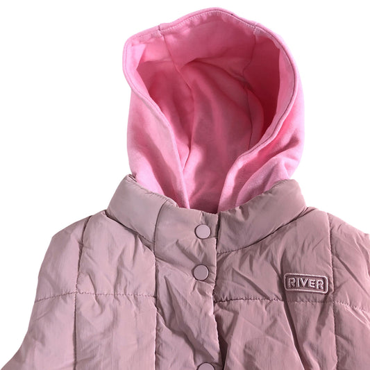 River Island Pink Puffer Gilet 2-3 Years Girls Hooded Quilted
