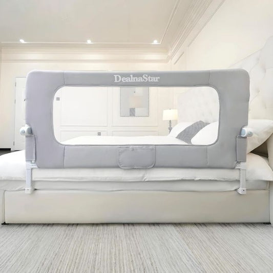 DealnaStar 85Cm Foldable Bed Rail Children Safety Guard Adjustable Grey