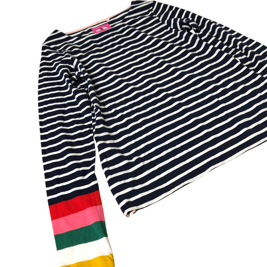 Boden Striped Long Sleeve Top Women's Casual Navy Cotton Blend UK10