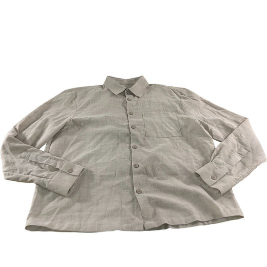 River Island Linen Look Shirt Men Beige Long Sleeve Pocket Button Up Large