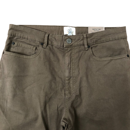 River Island Skinny Fit Trousers W32 L34 Men's Khaki Chinos