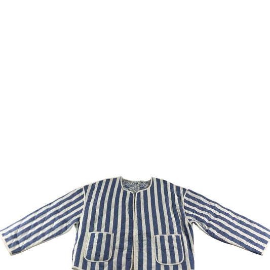 River Island Reversible Striped Floral Quilted Jacket UK M Women's Blue