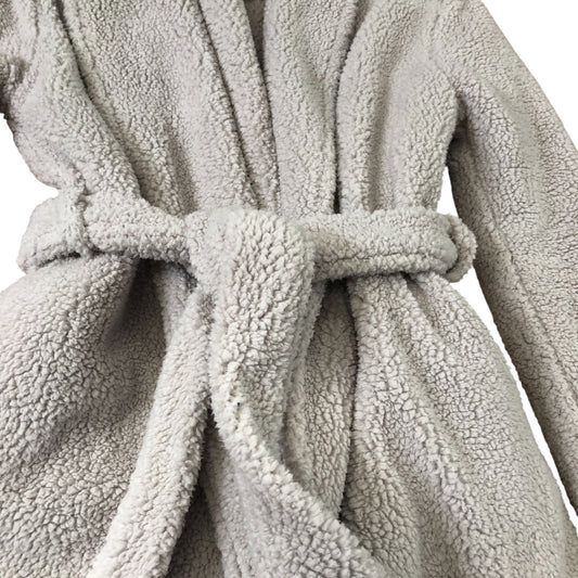 The White Company Women's Fuzzy Robe Long Sleeve Warm Grey Soft Material XS