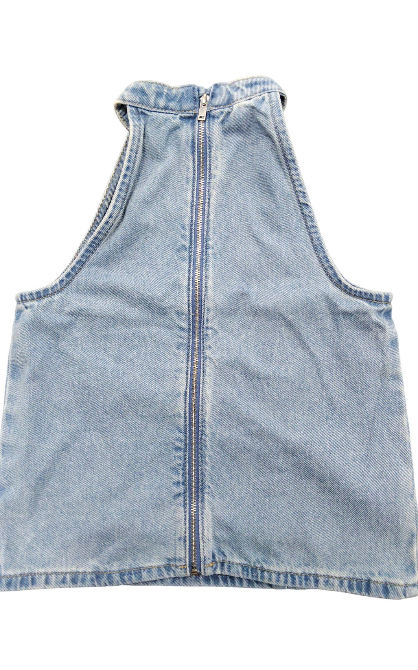 River Island Denim Sleeveless Top 10Yrs Women's Floral Embroidered Blue