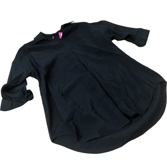 Black Tunic Top Women's V Neck Long Sleeve Casual Wear XS
