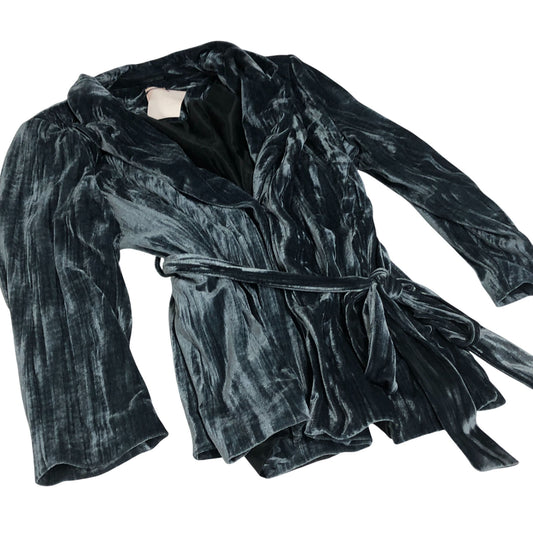 Wrap Coat Size 18 Women's Velour Dark Teal Long Sleeve Tie Belt