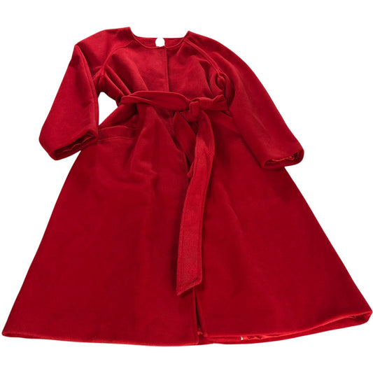 Size 20 Women's Red Fleece Coat With Belted Waist Long Sleeve