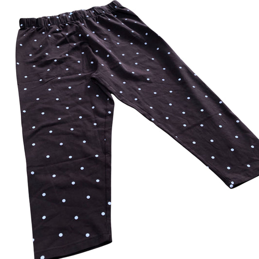 Women's Curve Chocolate Brown Polka Dot Cropped Leggings Casual Cotton Blend