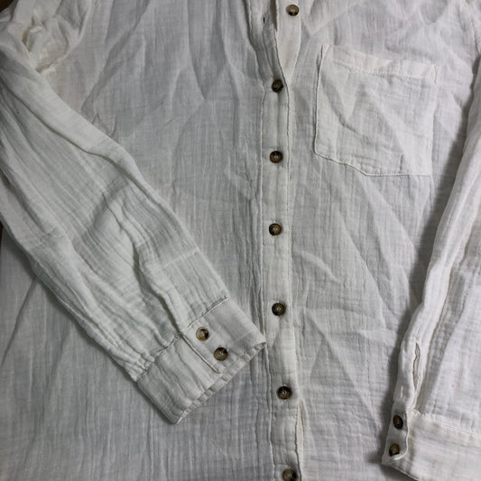 River Island Relaxed Fit Shirt Size 10 Women's White Cotton Button Up Top
