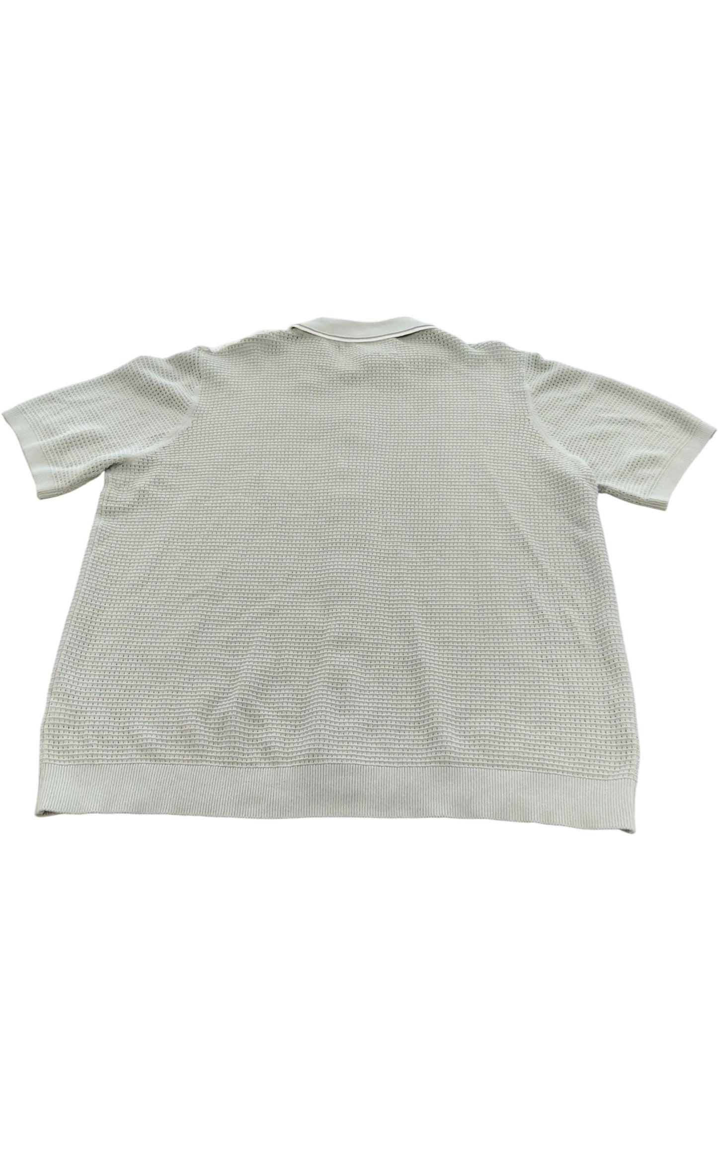 River Island Light Grey Knitted Polo Shirt Size Large Men's Short Sleeve Casual