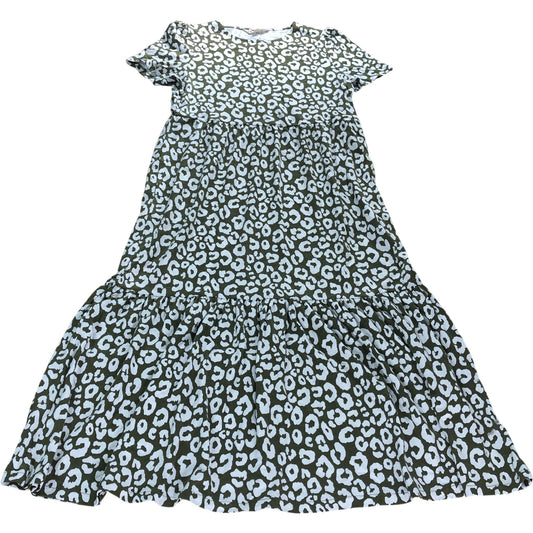 Branded Olive Green Animal Print Midi Dress - Size 12